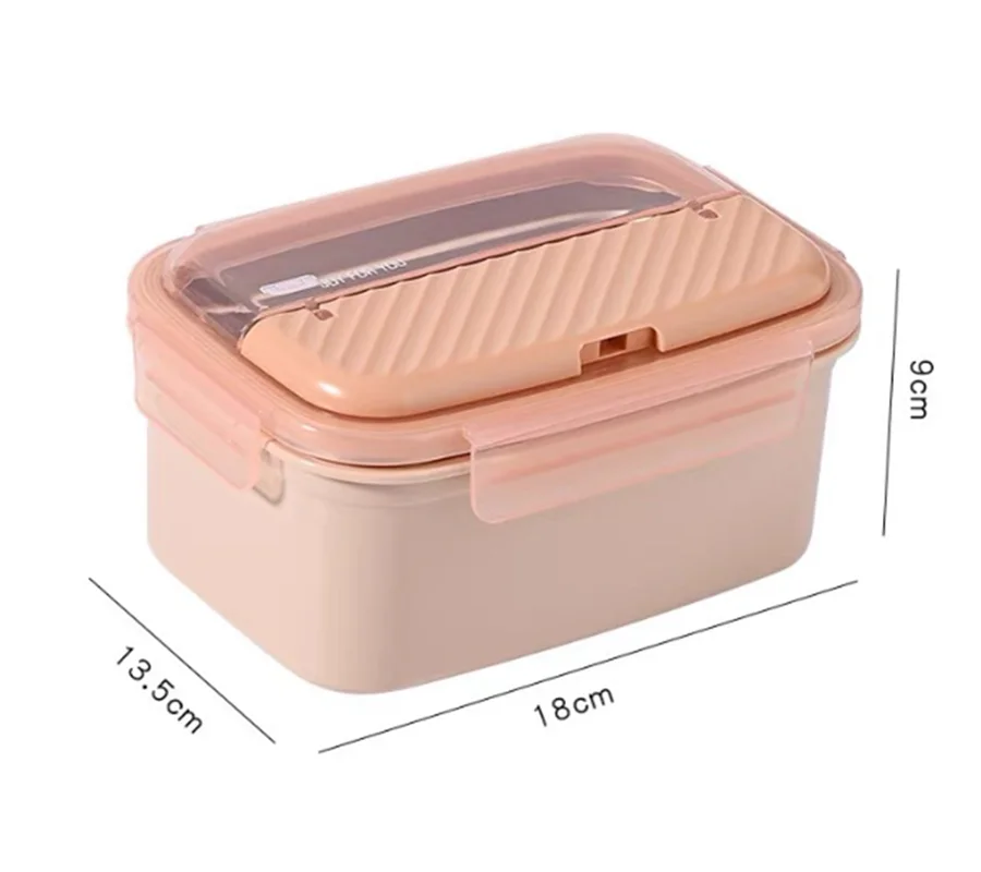 1050ml Thermal Insulation Lunch Box, Two Stainless Steel Compartments Bento Food Container