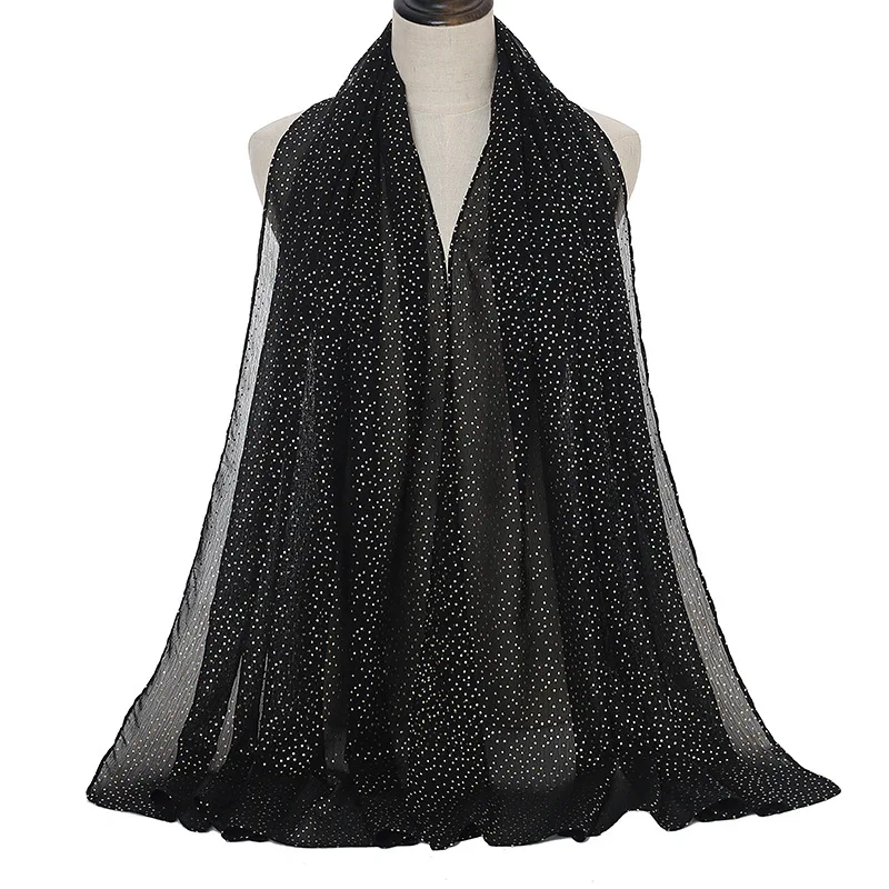  New Light Weight Printed Scarf Women Bronzing Wave point Chiffon Muslim Hijab