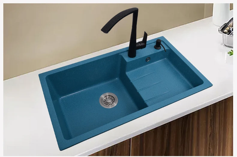 Dual Mount Double Bowl Black Onyx Composite Granite Kitchen Sink