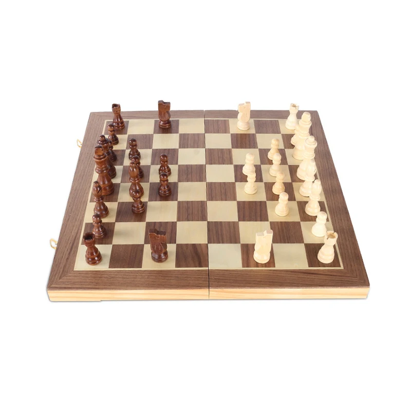 TAOTAOJU table game chessboard set solid wood chess pieces walnut and basswood chessboard custom wooden chess board