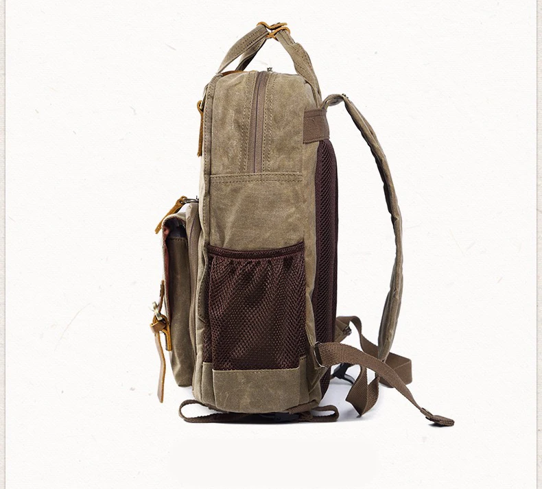 
Waxed Canvas Professional Camera Bag Backpack 