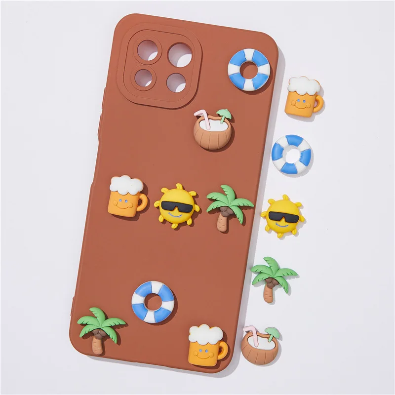 Summer Beach Resin Diy Charms 3d Beer Sun Phone Case Diy Shoes Coconut Tree for Clip