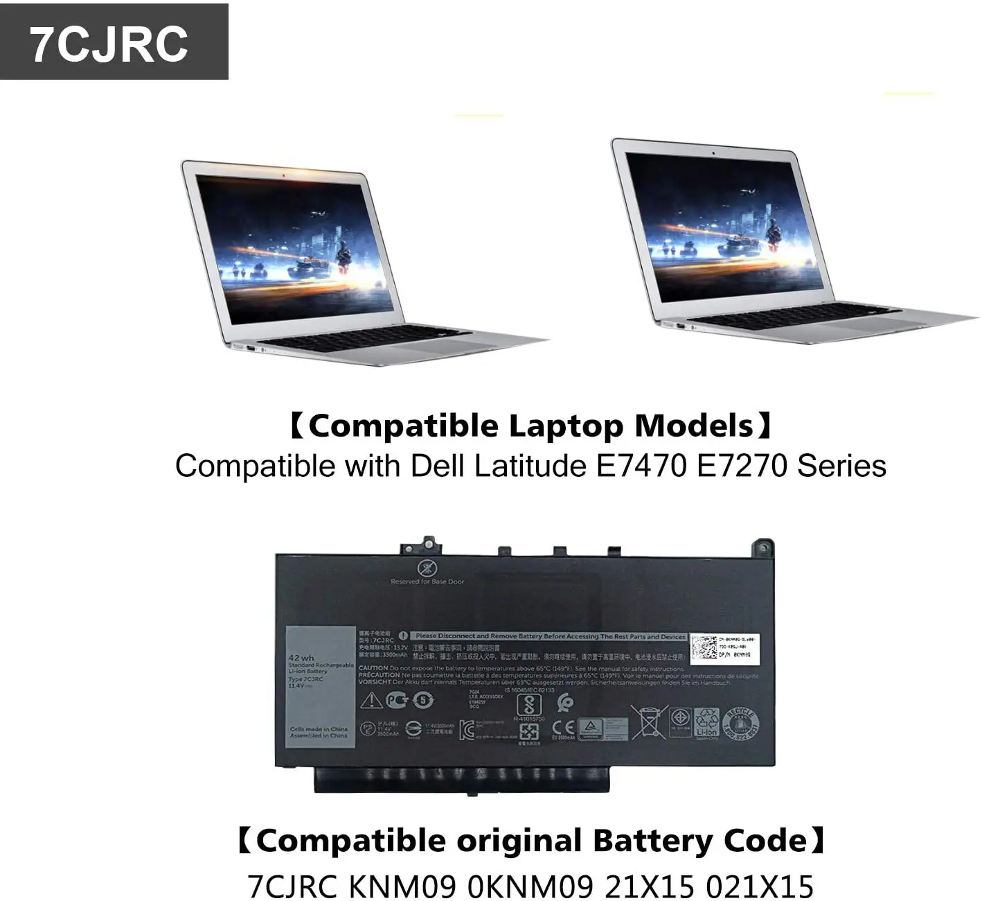 7Cjrc Laptop Battery For Dell Latitude 7470 7270 E7470 E7270 Dell Computer Replaceable Battery For Business Computer