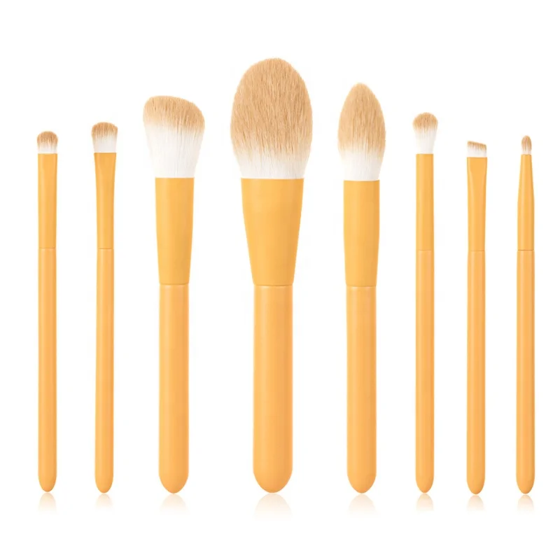 8pcs makeup brush set Macaron yellow makeup Kit Beauty makeup brushes Portable factory custom logo Private label