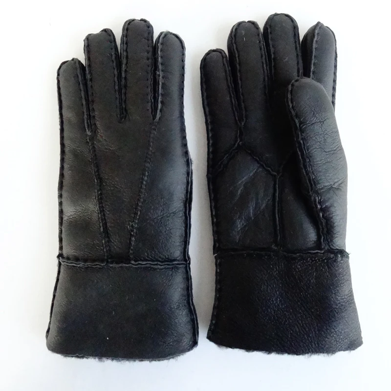 Nice price promotional hand warmer sheepskin shearling lined men leather gloves on sale