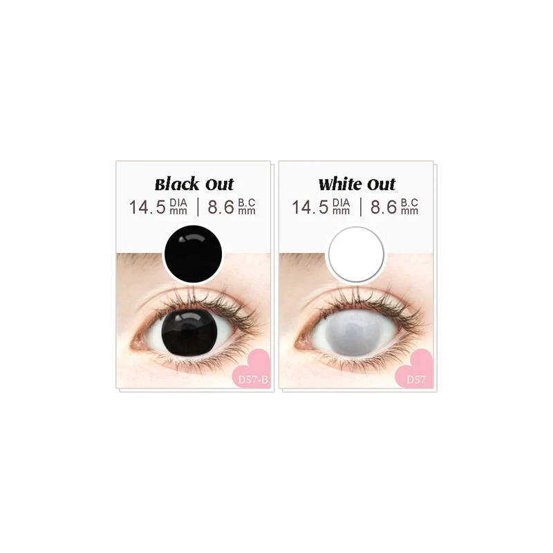 Cosplay Crazy Halloween Yearly Color Blind Lens Mini Sclera D57 Back Out Black Sclera Contact Lenses