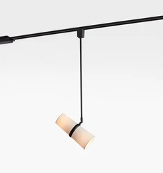 Brass Linen Shade Track Pendant Light with Pole 110-240V Rail Hanging Light with Pole E26 H-Type Track Adapter LED Pendant Lamp
