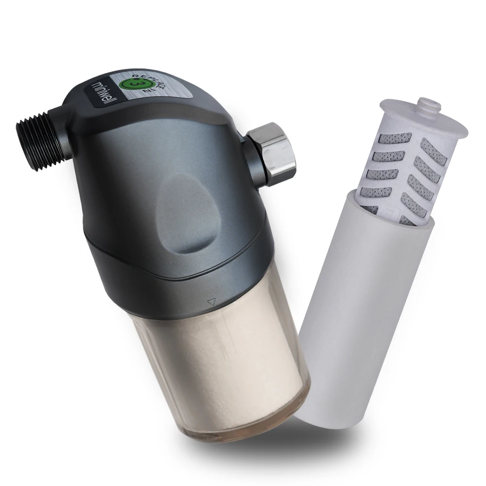 Miniwell Shower Filter System L700-B01 - Remove Hard Water, Chlorine & Contaminants - Ideal for Hair, Skin Softening -