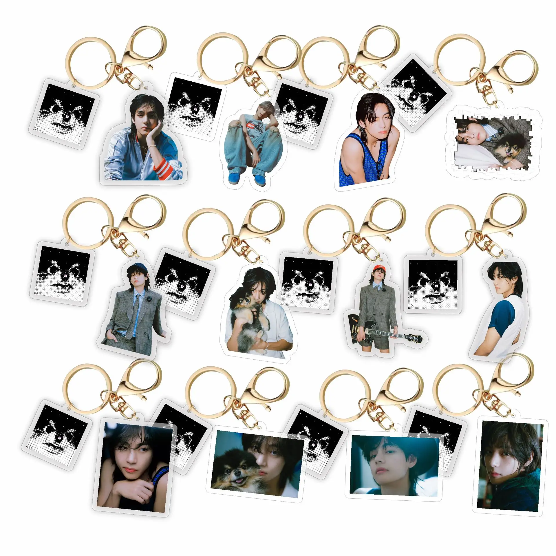KPOP Kim Tae Hyung Keychain V Solo Album LayoVer HD Figure Pendant Keychain Keyring Bag Decor Accessories Fans Collection Gift