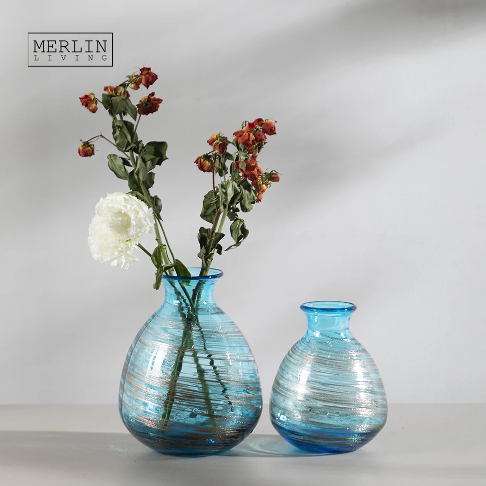 Merlin Living Luxury Crystal Vase Decoration Tracing Silver Plated Glass Vase Nordic Home Decor For Glass Flower Vase