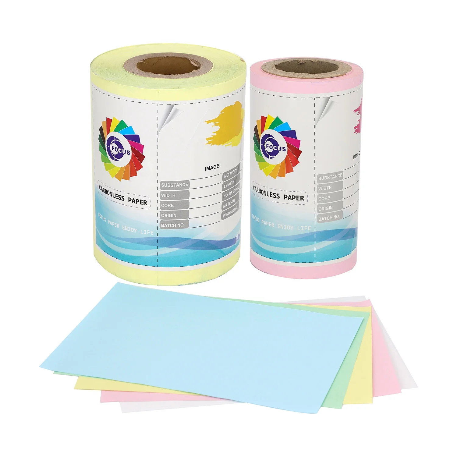 Bue Image NCR Paper for Laser Printers White Pink Yellow Blue Green 43*61cm Carbonless Paper