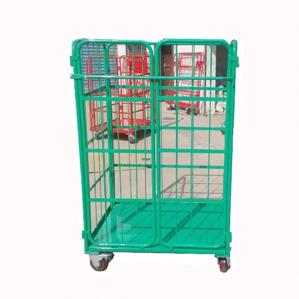 4 sided foldable roll cage container pallet cage trolley with door