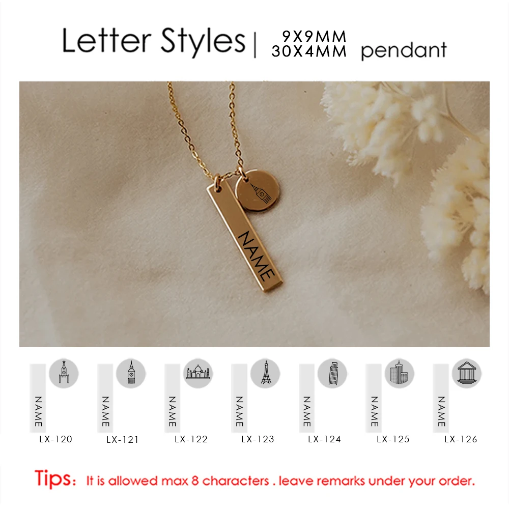 Custom stainless steel city travel women 14k gold necklace jewelry 2021