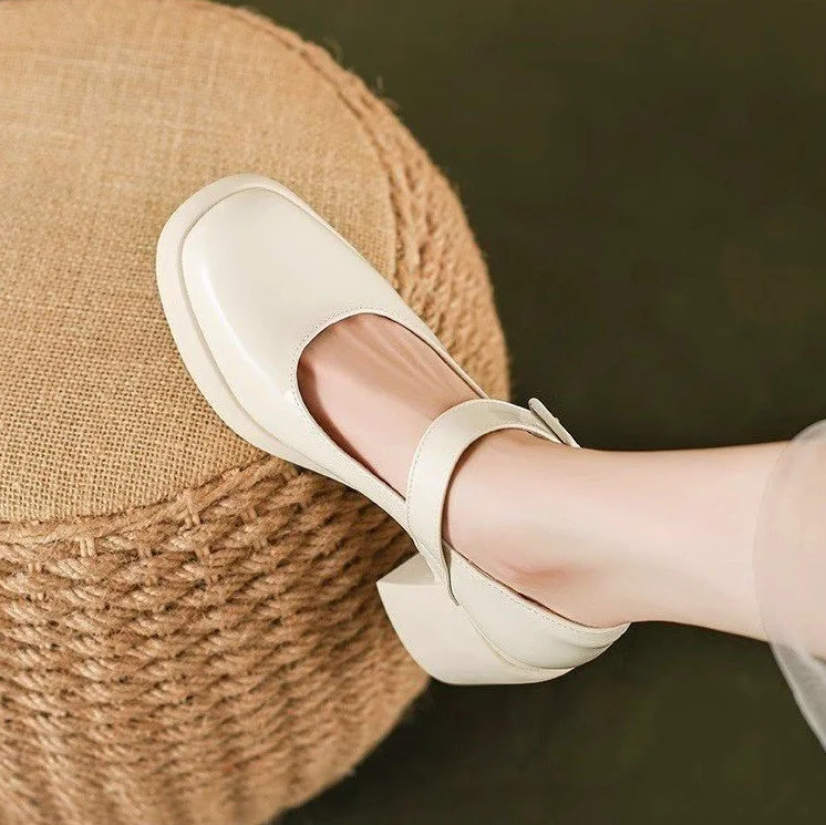 French Mary Jane shoes with small leather shoes women do not tire feet thick line with Loafers shoes