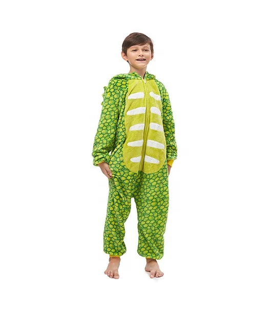 
children boys girls cute cartoon animal Flannel Warm sleepwear Triceratops onesie Jumpsuit pajamas 