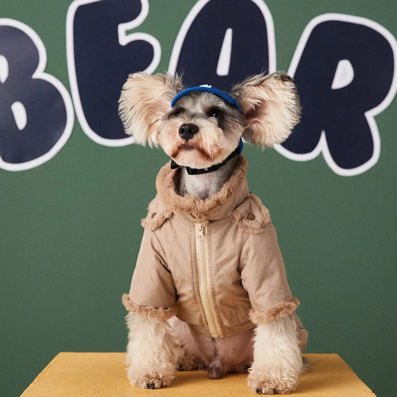 JXANRY Ins Hot Sale Pet Cotton Fleece Winter Coat Dog Warm Clothes with Bag French Bulldog Four Leg Overalls Clothes