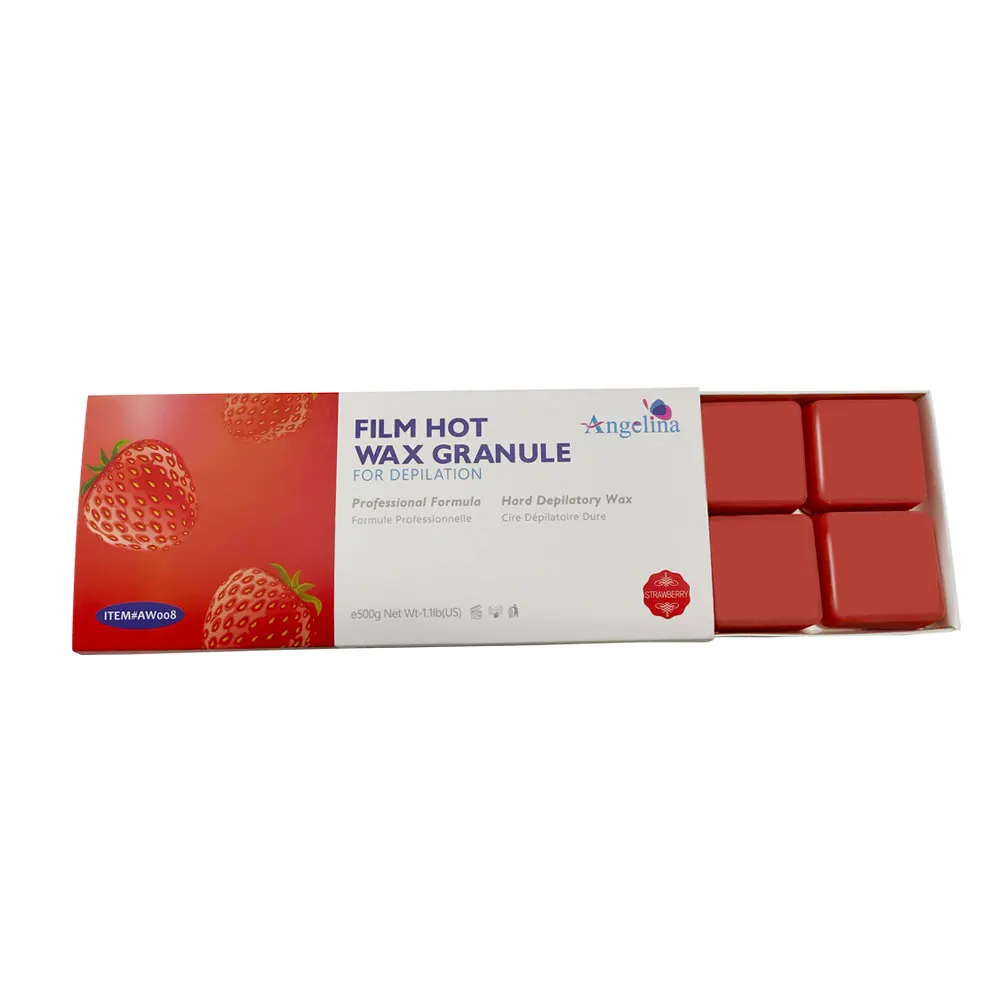 Professinal 500g Painless Hair Removal Block Strawberry Hard Wax Customize Package Depilatory Wax for Sensitive Skin