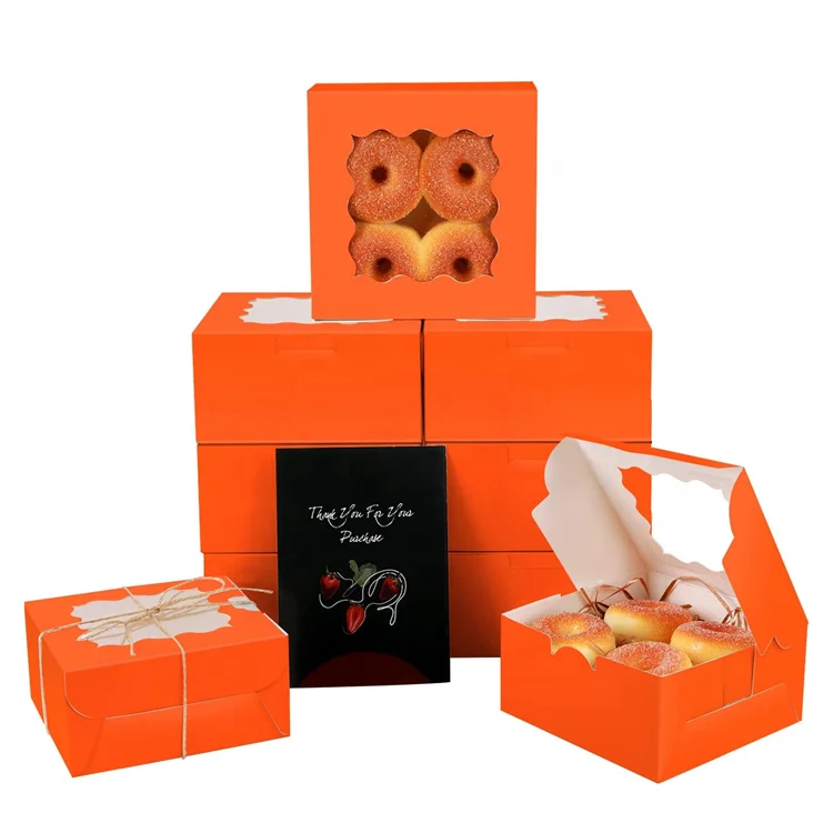 Paperboard Folding Carton Box with Window for Packaging Desserts Cookies Custom Logo Printed Bakery Cake Box