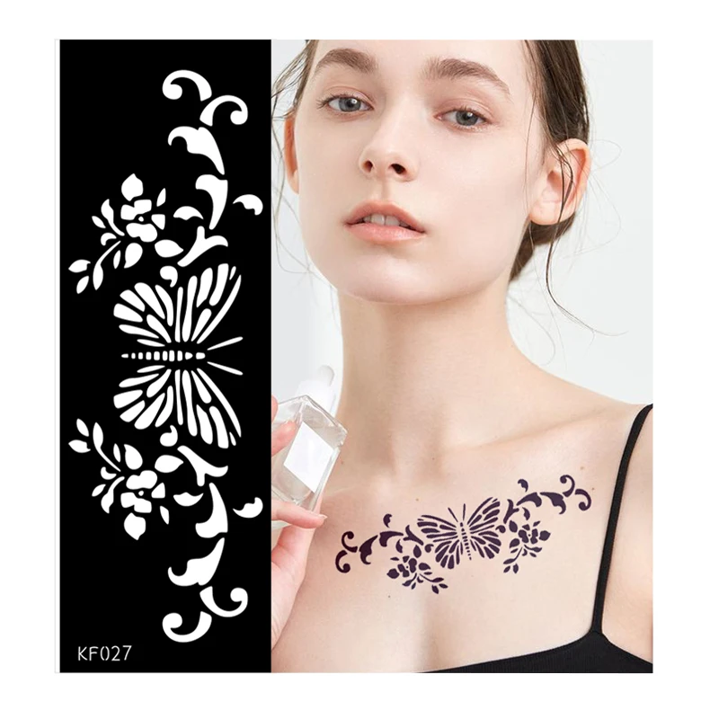 OEM трафареты для татуировок хной для оптовой продажи, великолепные женские сексуальные черные хны для боди-арта, кружевные наклейки для татуировок рук