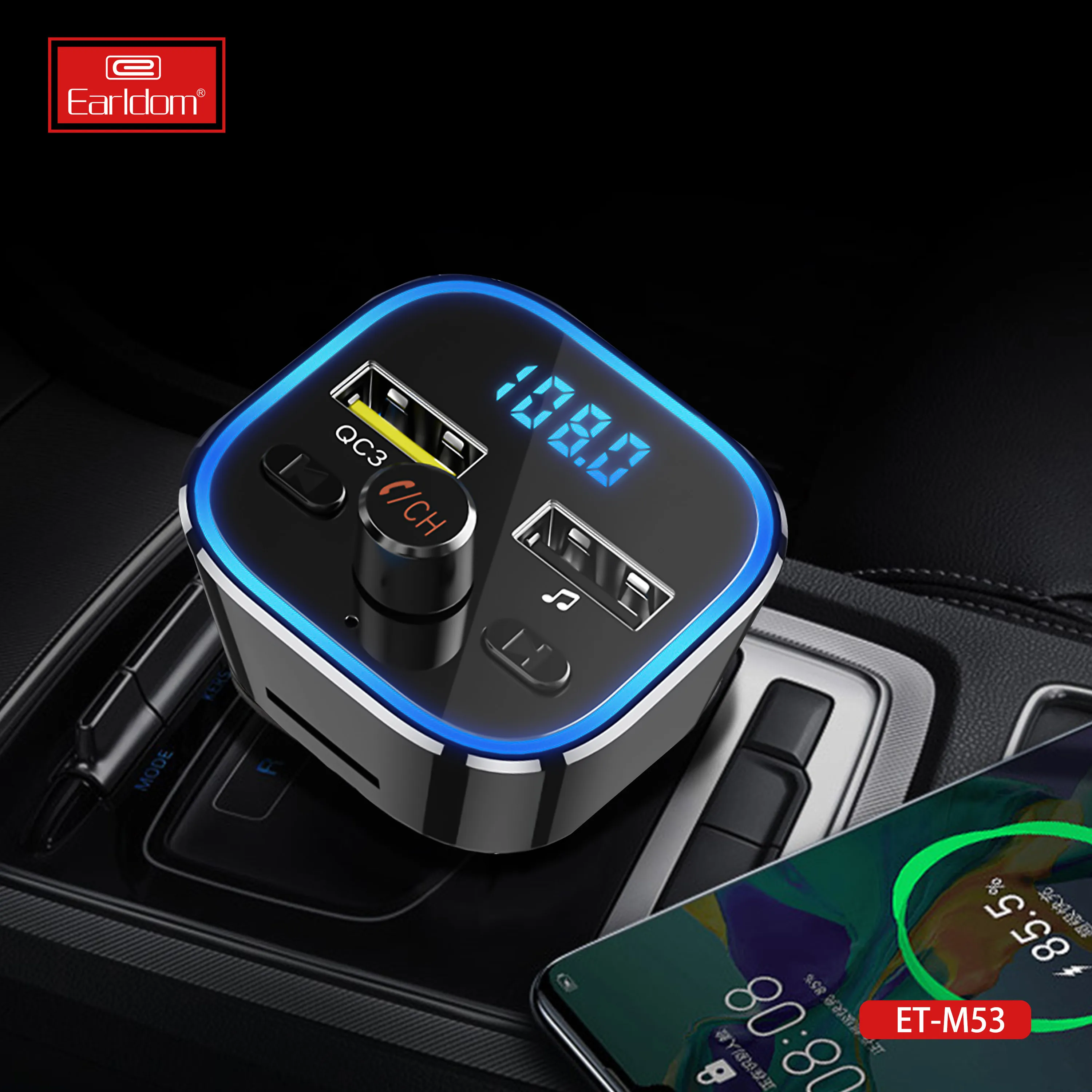Earldom Quick fast QC 3.0A Charger BT HandFree call kit Blue-toothes Wireless fm transmitter car mp3 player