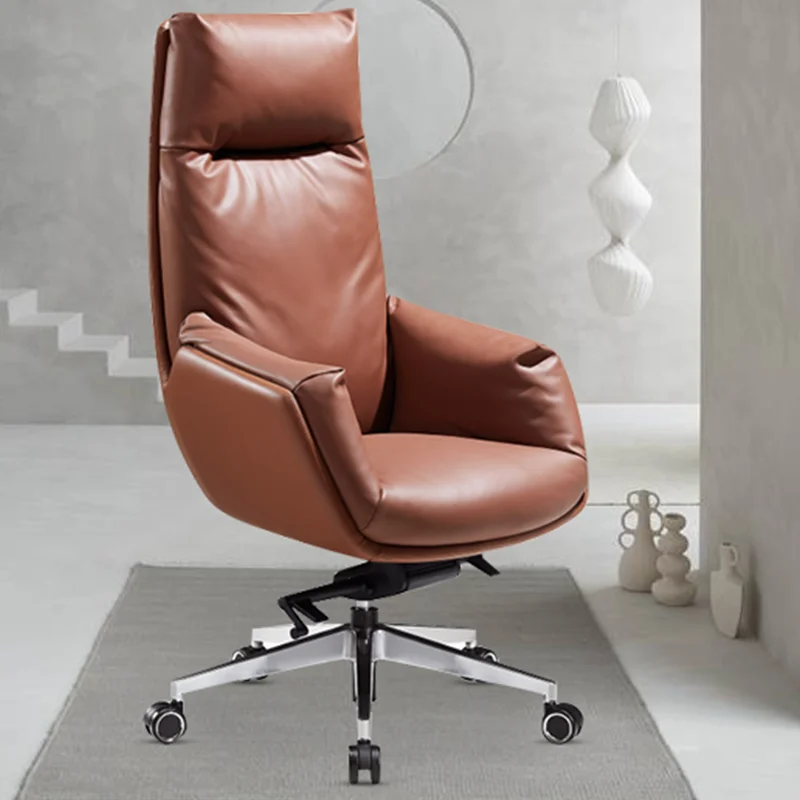 Wholesale Soft Ergonomic Office Furniture Silla Escritorio Executive Recliner Boss Chairs Luxury Brown Pu Leather Office Chair