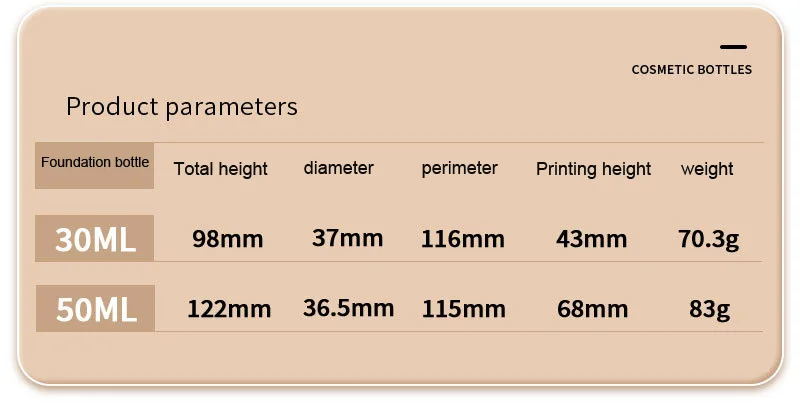 30ml Cylindrical Glass Bottle for Liquid Foundation Primer