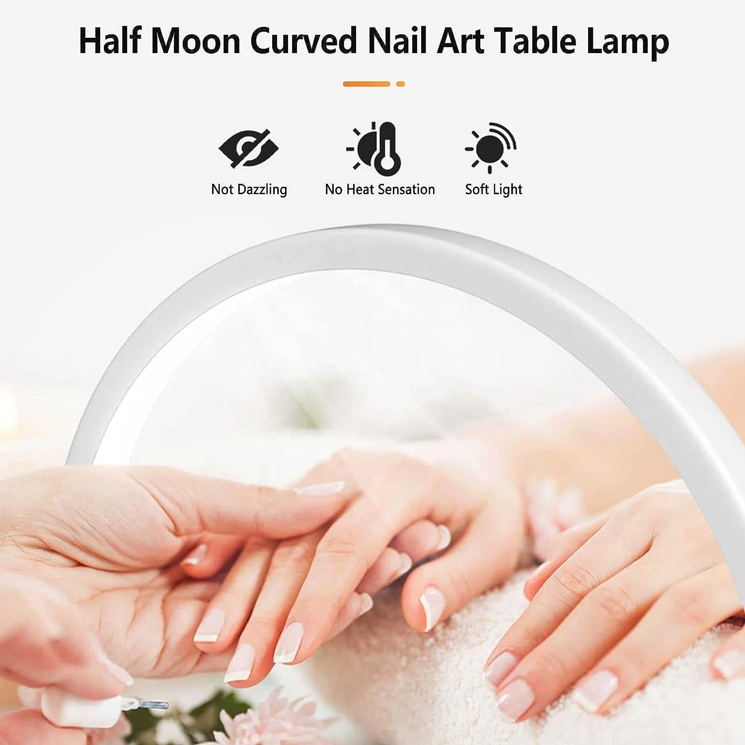 75cm Half-Moon Nail Desk Uv Led Lamp with Diamond for Nails Beauty Salon