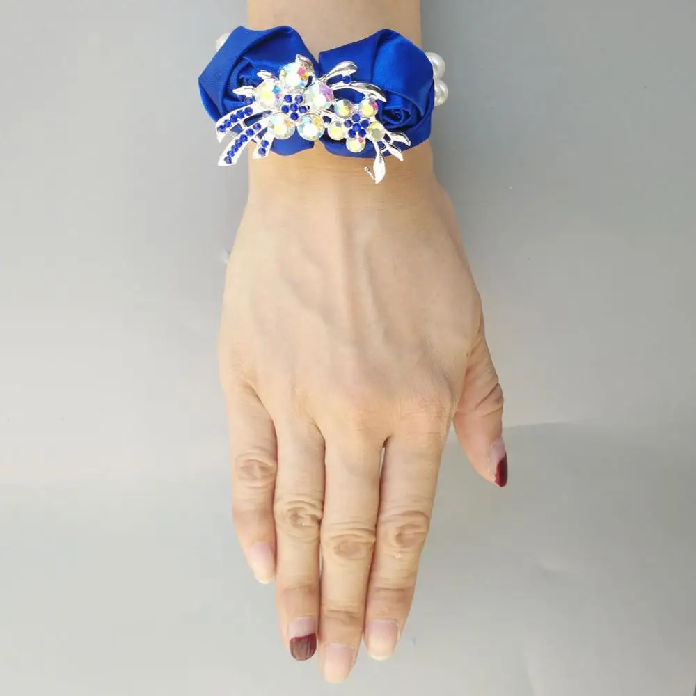 Royal Blue Simulation Rose Wrist Flower Bride Bridesmaid Wedding Bouquet Wedding Decoration Supplies Wrist Flower