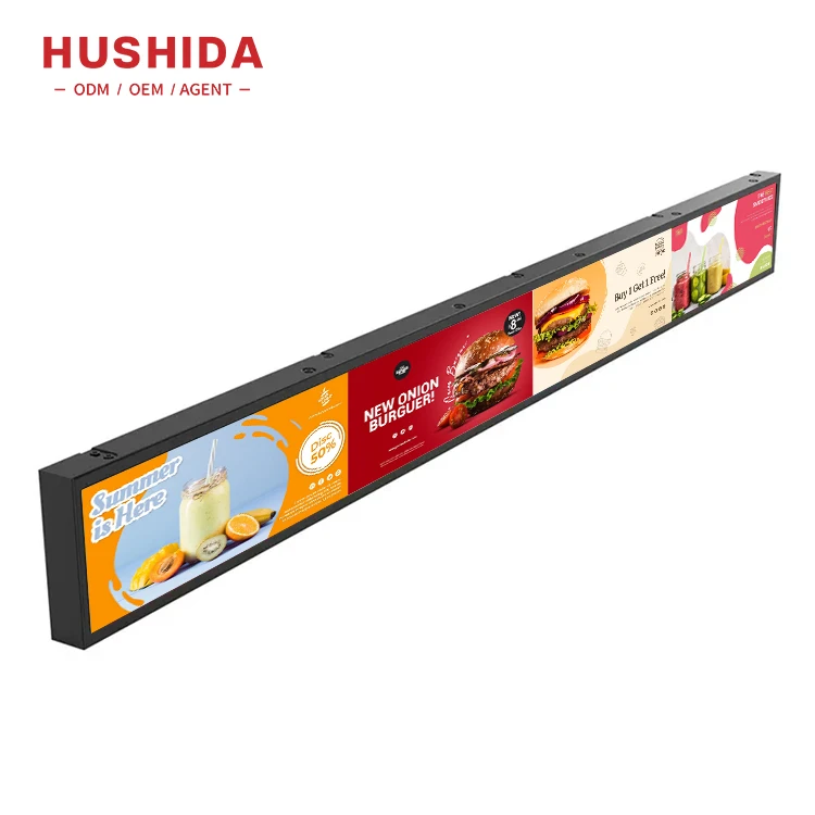 Wall Mounted Shelf Edge Stretched Bar Hd 58 86 88Inch Stretched Bar Touch Screen Lcd Display