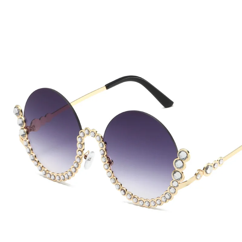 Fashion 2024 Glasses High Quality Sunglasses Uv400 Protection Luxury Bride Pearl Big Frame Half Rim Glasses Round Sunglasses