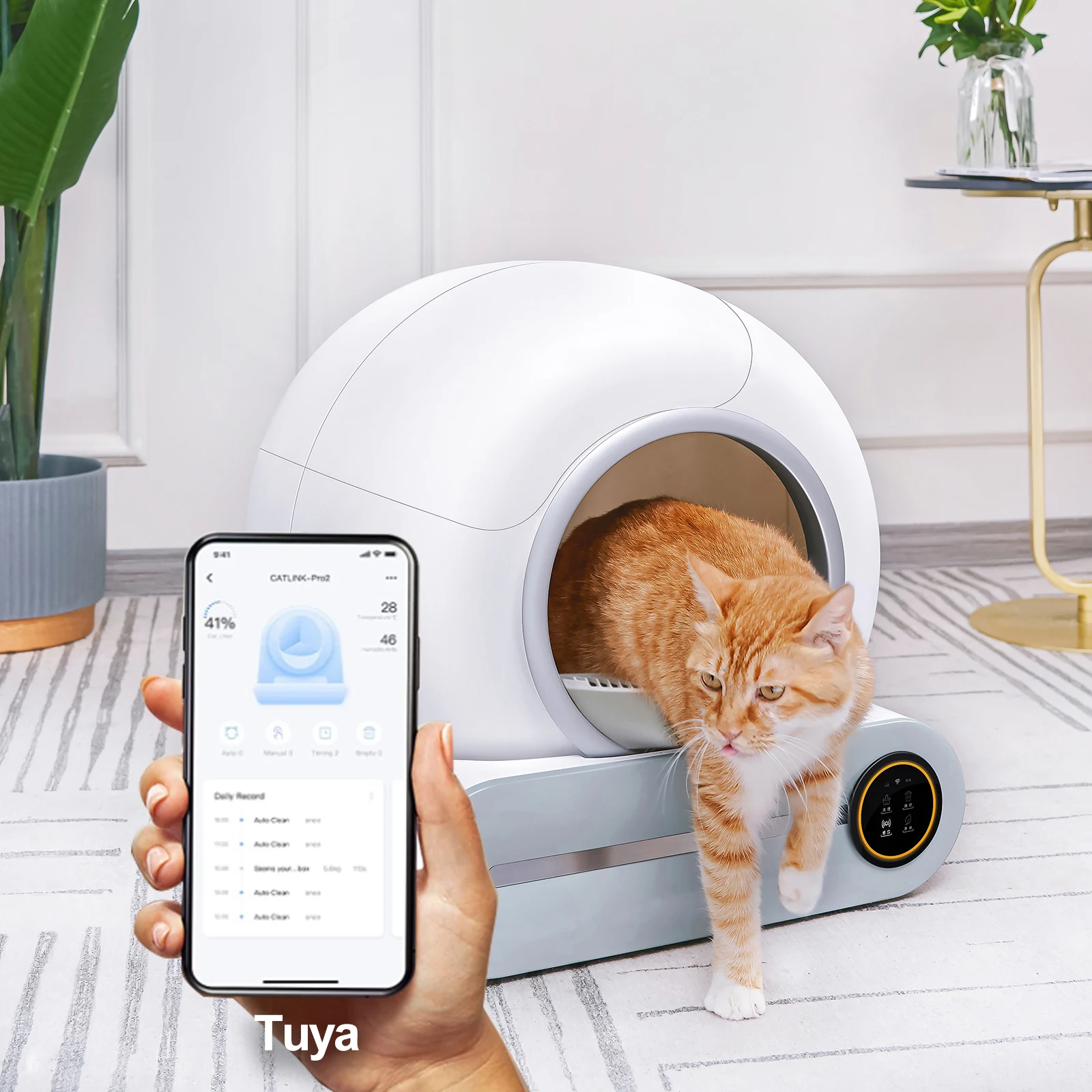 Smart Self-Cleaning Cat Litter Box Automatic Cat Litter Cleaning Robot with 9L Large Capacity APP Control for Multiple Cat