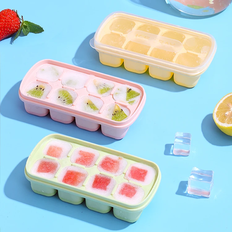 Manufacturer Ice Cube Tray with Lid Summer Mold Ice Cube Tray 8 Grids Mold With Freeze Container