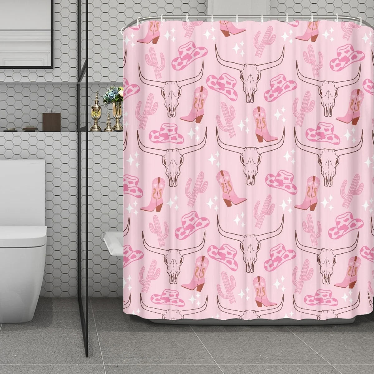 Cow Print Cowgirl Western Style Ranch Style Shower Curtain Bathroom Decoration