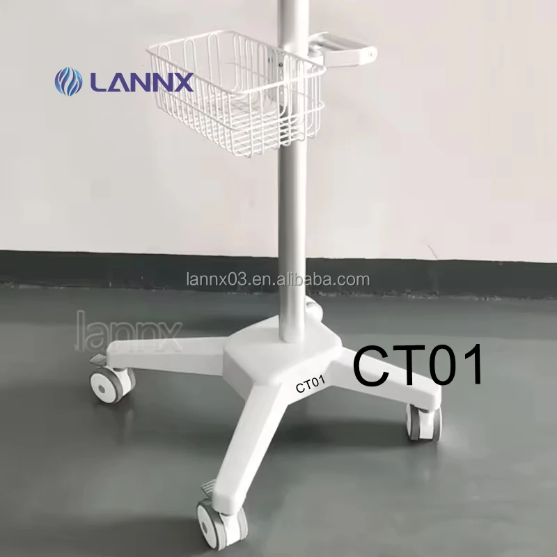 LANNX CT01 Factory price Hospital Equipment trolley cart with wheels casters Mobile Medical trolley patient monitor Cart bracket