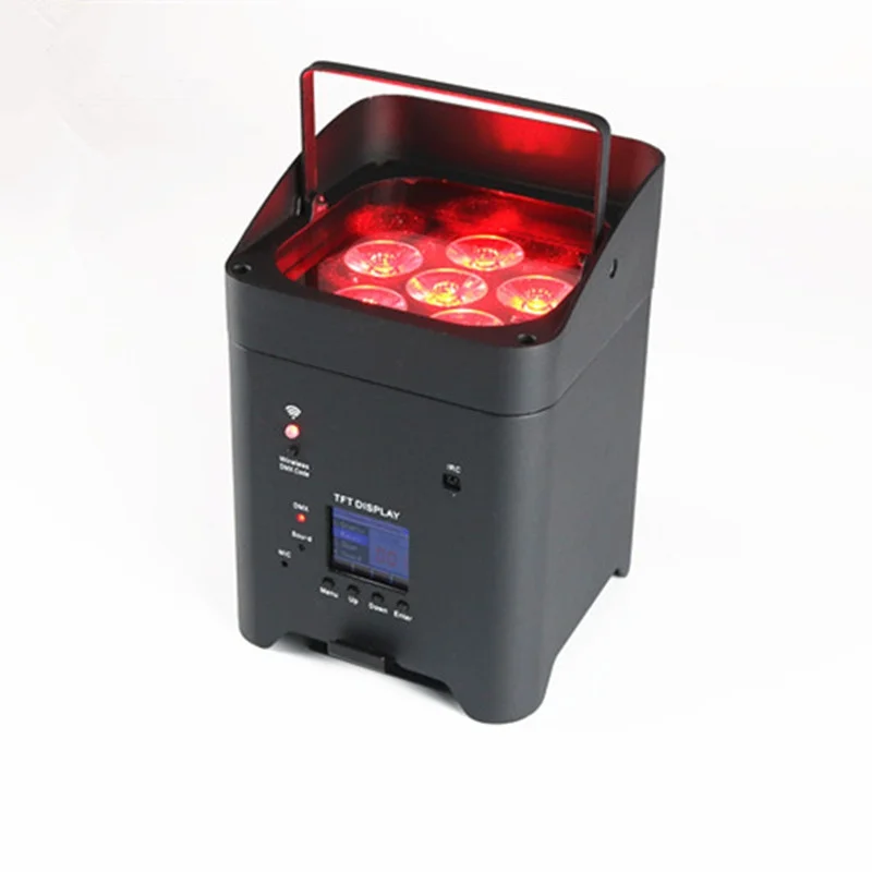 Wedding Rechargeable DMX Wireless Battery Powered 6in1 RGBWAUV 6*18w LED Flat Par Light with IR Controller