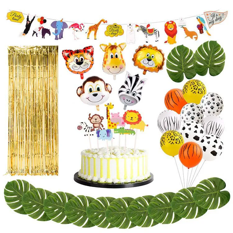 Nicro Woodland Safari Decorations Farm Jungle Animal Theme Baby Shower Boy Birthday Party Background Decoration Supplies