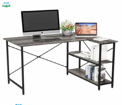 Home Office Wooden Book Studio Writing Table Computer Desk With Shelf Bookshelf