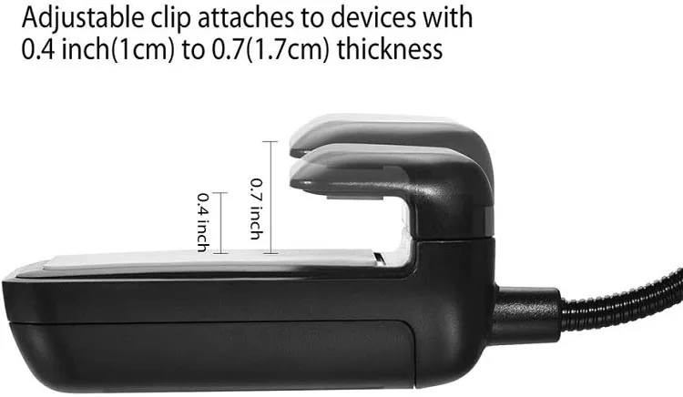 Book Light Clip-On LED Reading Light Flexible Neck with 2 Levels of Lumen Intensity for Nook, eBook Readers