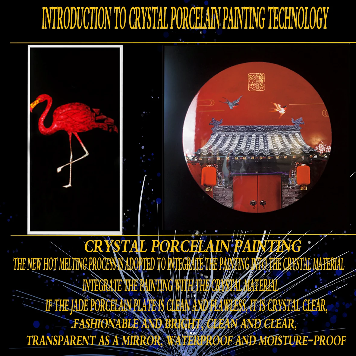 Chinese style three-dimensional decorative  homeCrystal porcelain painting