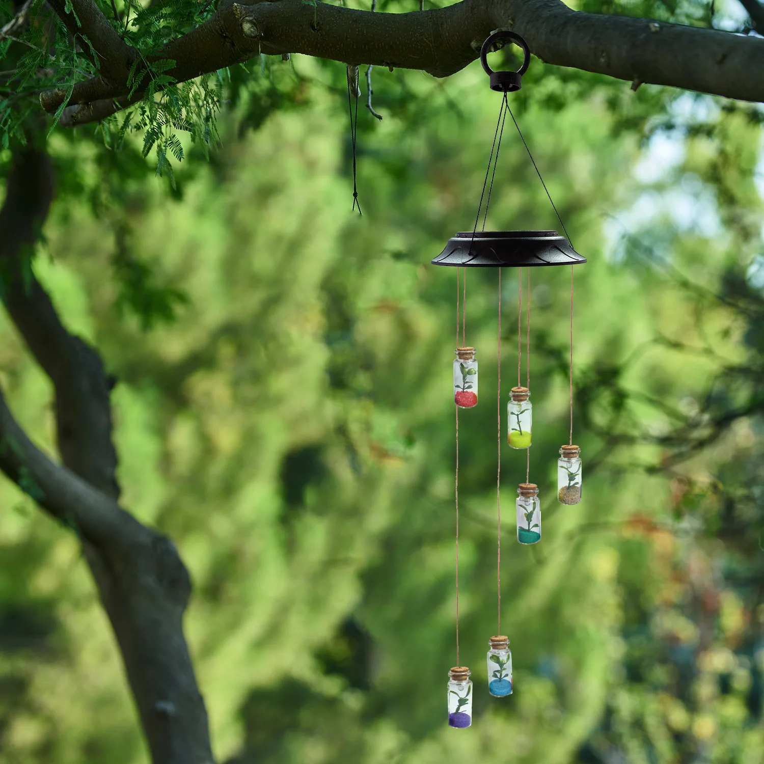 
Wishing Bottle Wind Chimes Solar LED Lights Yard Decorations Garden Decorations Outdoor Solar Lights 
