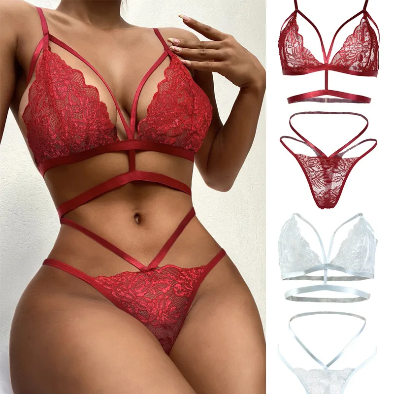 Sfy2528 Factory Price Wholesale Bulk  Valentines Day Lingerie Vendor Nighty Sexy 2 Piece Lace Women Lingerie Set