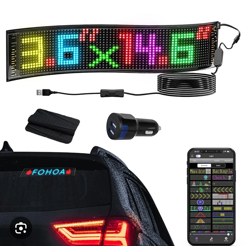 Hilan светодиодный автомобильный рекламный знак окна цифровой дисплей цветной RGB экран СВЕТОДИОДНЫЙ управления приложением мягкий гибкий