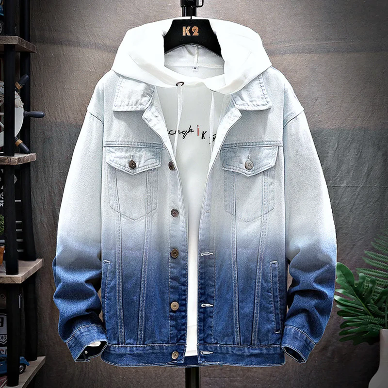 2024 New Arrival Denim Jacket Wholesale Washed Custom Blue Tie-Dye Men Denim Jean Jackets