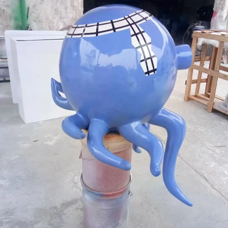 Fiberglass octopus sculpture Resin fiber squid cartoon model customized Statues of outdoor animals Resin handicraft factory