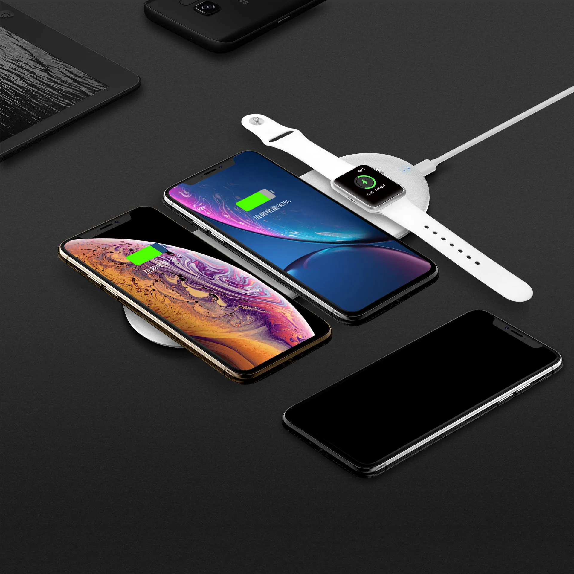 Factory wholesale 10W Qi Fast 3 IN 1 Wireless Charger For Qi mobile phone