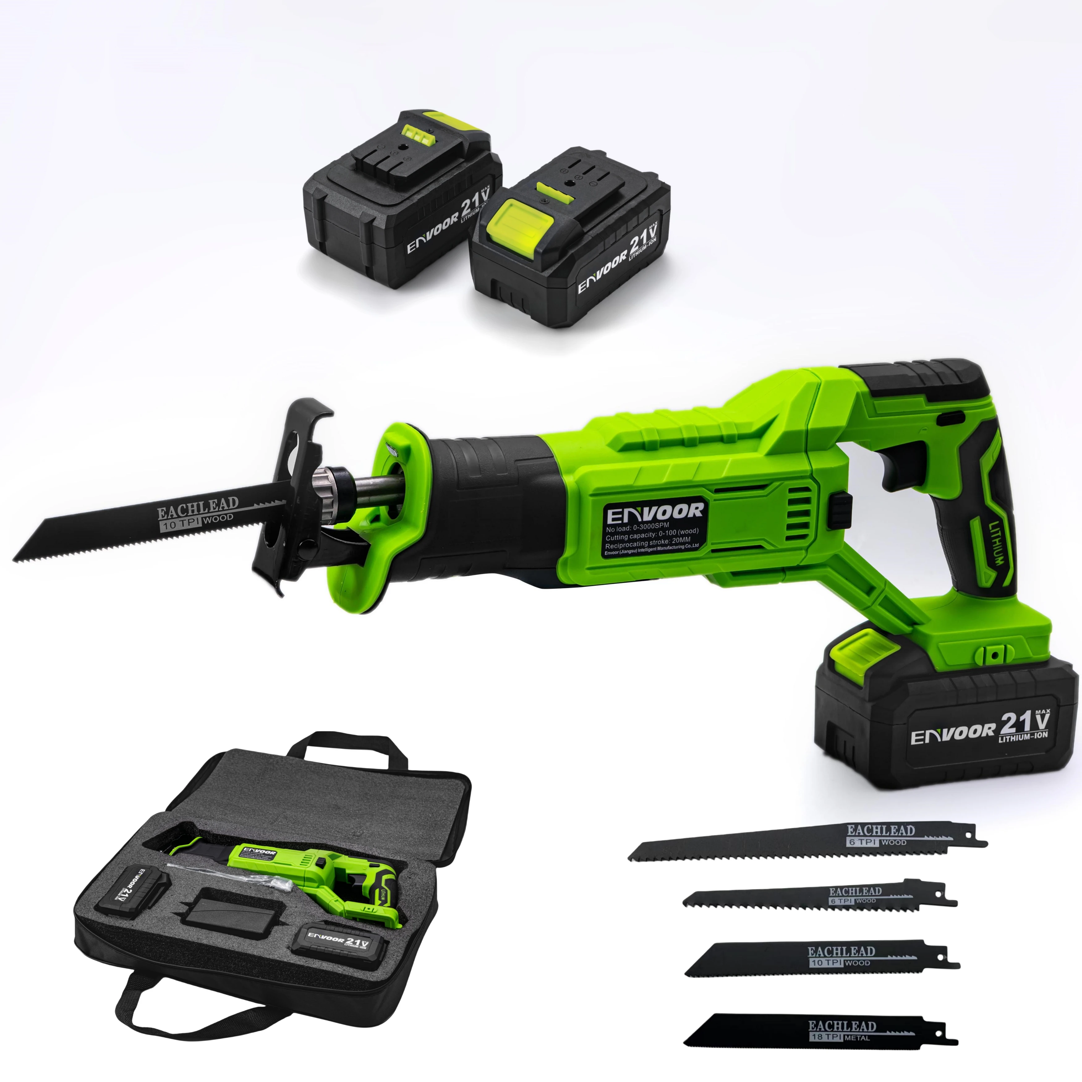 21V Cordless brushless reciprocating saw high efficiency plastic box packaging Electric Saber Saw