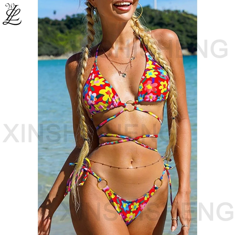 Manufacturing 2024 Swimwear Company Design Customization Swimsuit Lady Split Body Sexy Micro Mini Triangle Bikini Set