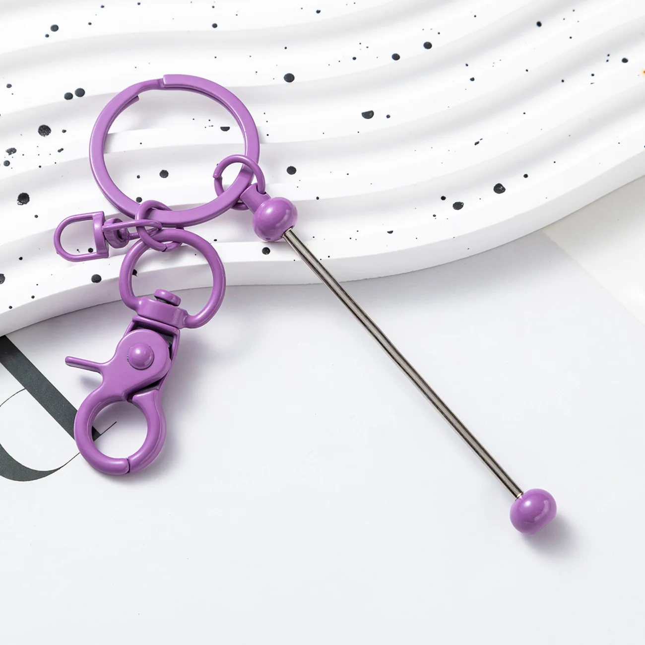 Metal DIY Craft Hook Keyring Crystal Add a Bead Key Chains Accessories Beadable Bar Keychain for Beads Keychain Making