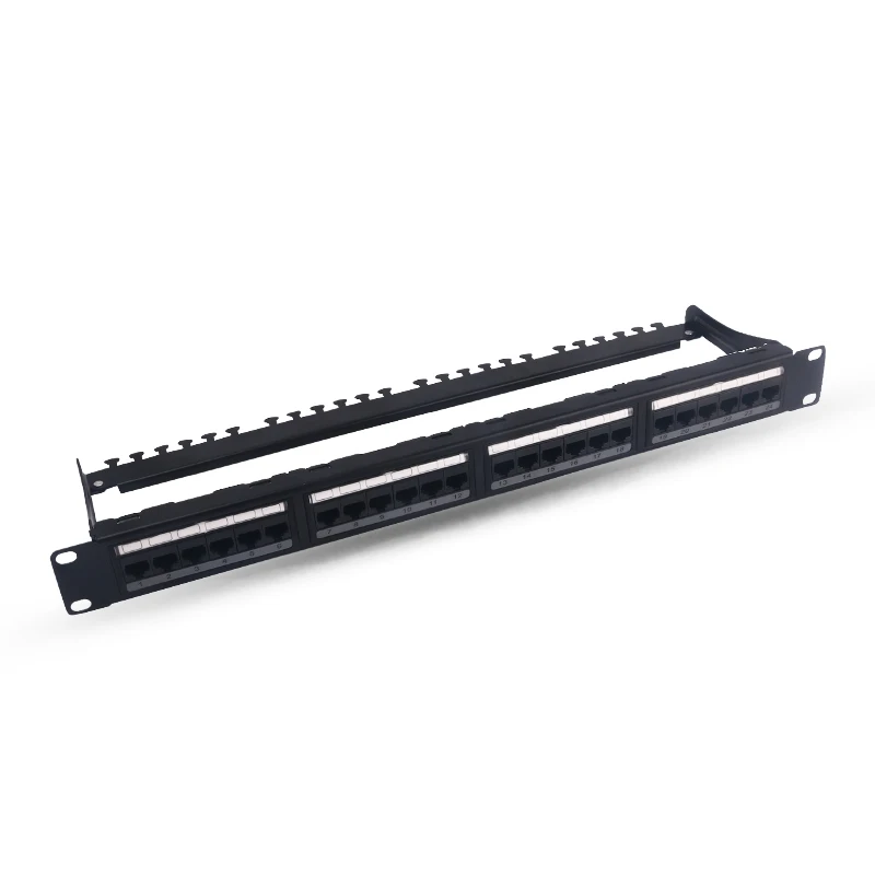 AMPXL 19inch 1u 24 Ports Loaded With 24 Pieces Keystone Jack Cat6a Stp Shielded Patch Panel