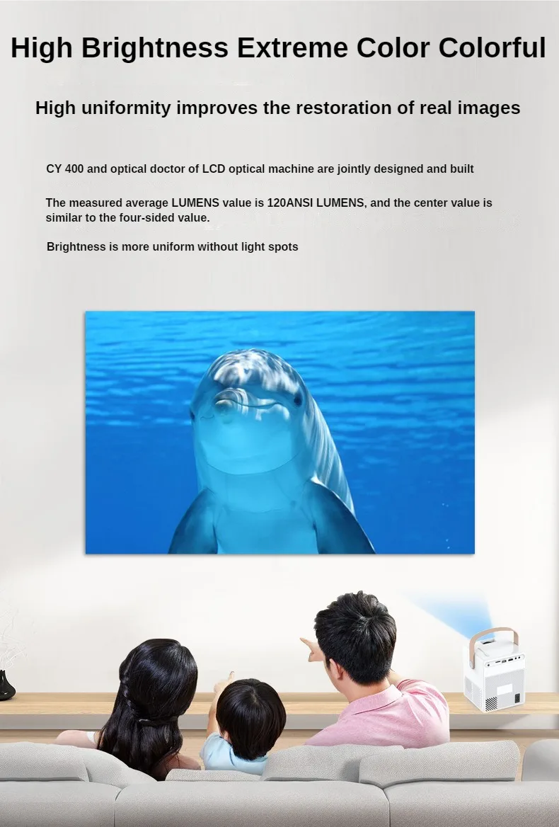 COOL PROJECTOR CY402 hd video projector 720P 2023 High Brightness 6000 Lumens 720p projector 4k supported 5g wifi